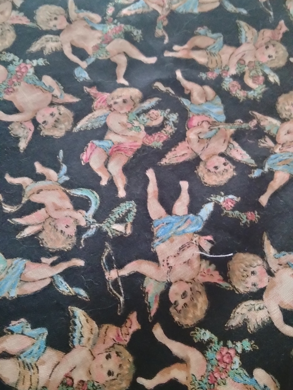 Cherub Print Black Sleep Bonnet with Pastel Accents - Picture 4 of 4